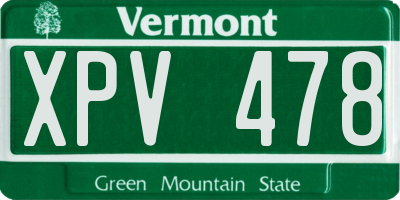 VT license plate XPV478