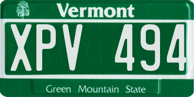 VT license plate XPV494