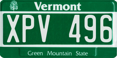 VT license plate XPV496