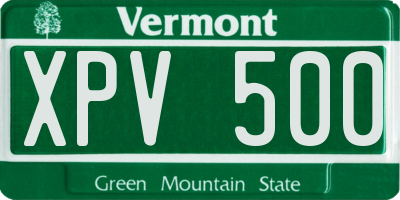 VT license plate XPV500