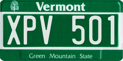 VT license plate XPV501