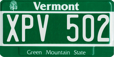 VT license plate XPV502