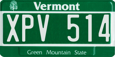 VT license plate XPV514