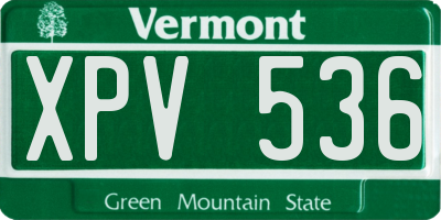VT license plate XPV536
