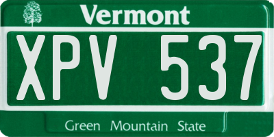 VT license plate XPV537