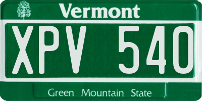 VT license plate XPV540