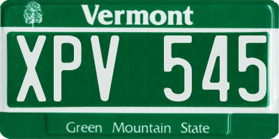 VT license plate XPV545