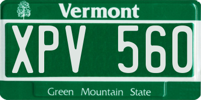 VT license plate XPV560