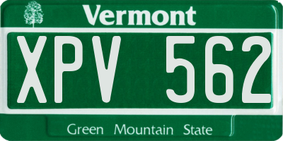 VT license plate XPV562
