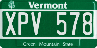 VT license plate XPV578