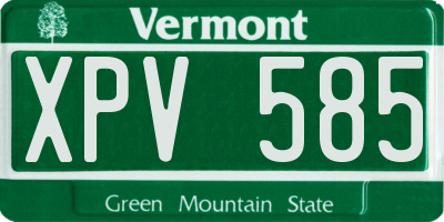 VT license plate XPV585