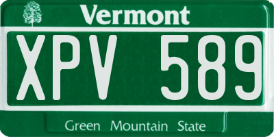 VT license plate XPV589