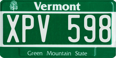 VT license plate XPV598