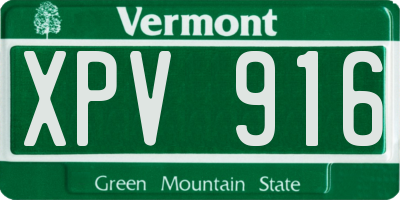 VT license plate XPV916