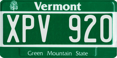 VT license plate XPV920