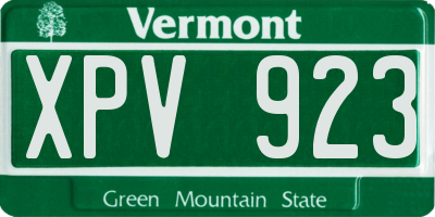 VT license plate XPV923