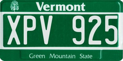 VT license plate XPV925