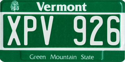 VT license plate XPV926