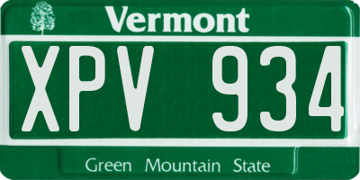 VT license plate XPV934