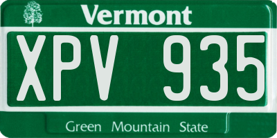 VT license plate XPV935