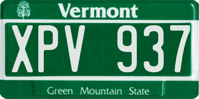 VT license plate XPV937