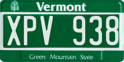 VT license plate XPV938