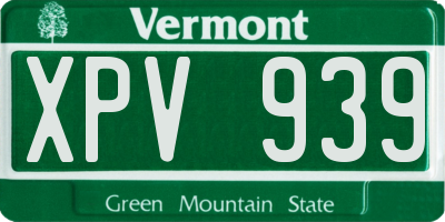 VT license plate XPV939