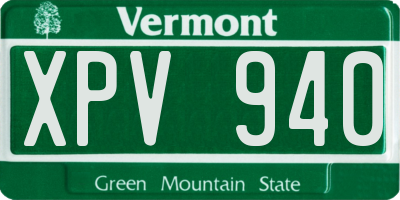 VT license plate XPV940