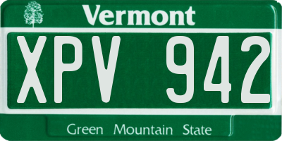 VT license plate XPV942
