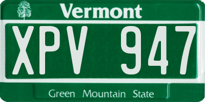 VT license plate XPV947