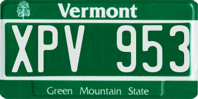 VT license plate XPV953