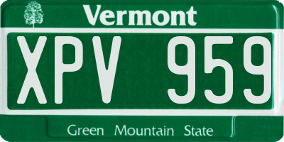 VT license plate XPV959