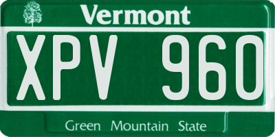 VT license plate XPV960