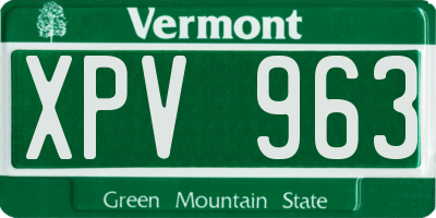 VT license plate XPV963