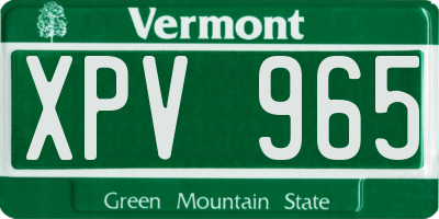 VT license plate XPV965
