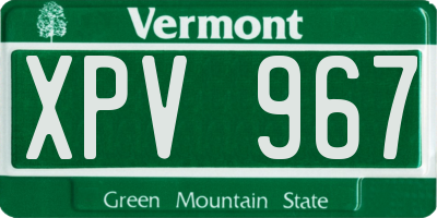 VT license plate XPV967