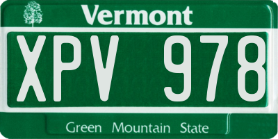VT license plate XPV978