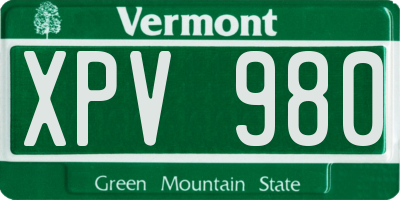VT license plate XPV980