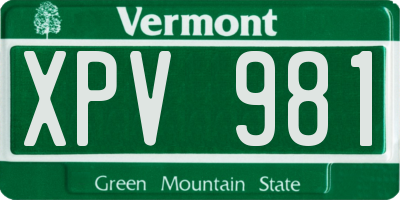 VT license plate XPV981