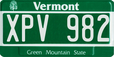 VT license plate XPV982