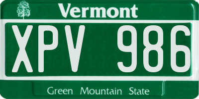 VT license plate XPV986