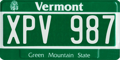 VT license plate XPV987