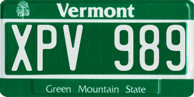 VT license plate XPV989