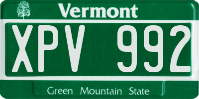 VT license plate XPV992