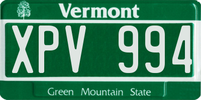 VT license plate XPV994