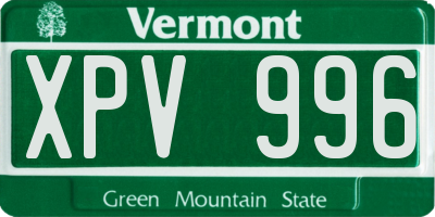 VT license plate XPV996