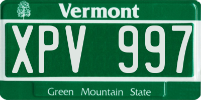 VT license plate XPV997