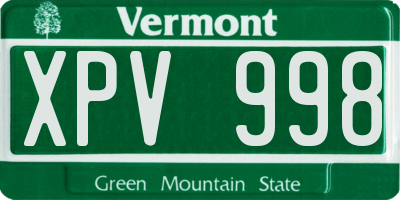VT license plate XPV998