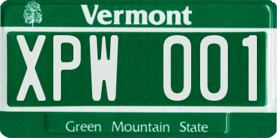 VT license plate XPW001