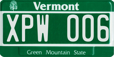 VT license plate XPW006